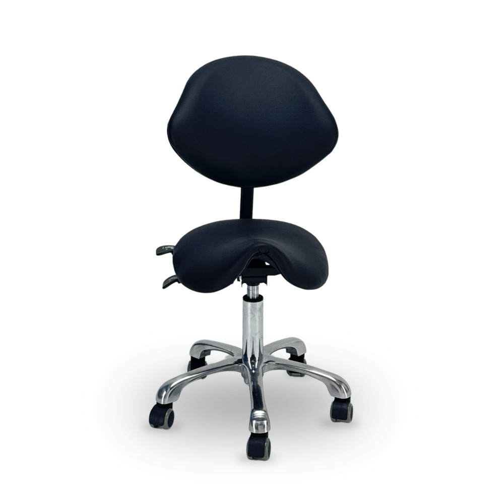 PM02 negro frontal con sombra web piso clínico ergonómico con respaldo